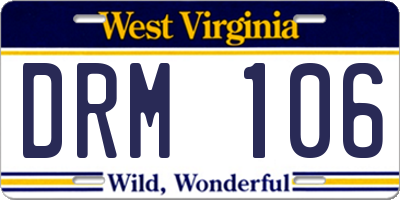 WV license plate DRM106