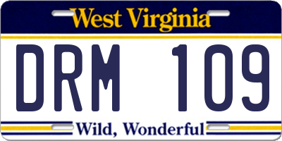 WV license plate DRM109
