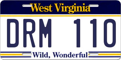 WV license plate DRM110