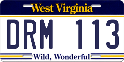 WV license plate DRM113