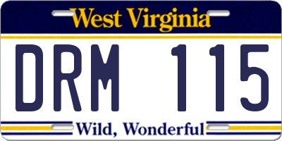 WV license plate DRM115