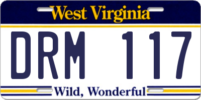 WV license plate DRM117