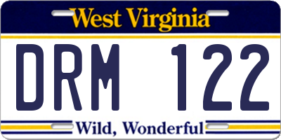 WV license plate DRM122