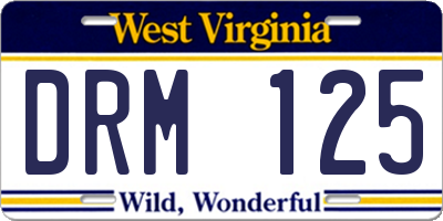 WV license plate DRM125