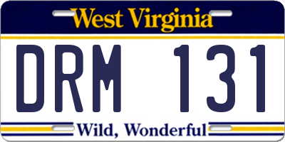 WV license plate DRM131