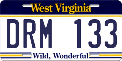 WV license plate DRM133