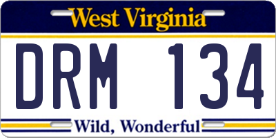 WV license plate DRM134