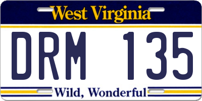 WV license plate DRM135