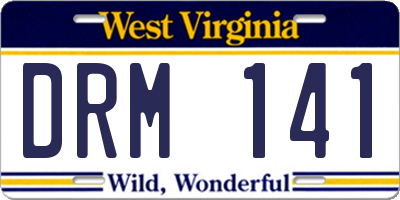 WV license plate DRM141