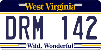WV license plate DRM142