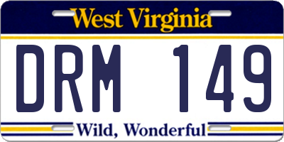 WV license plate DRM149