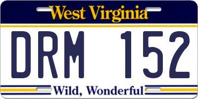 WV license plate DRM152