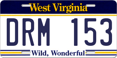 WV license plate DRM153