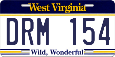 WV license plate DRM154