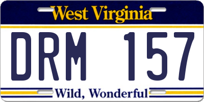 WV license plate DRM157