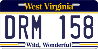 WV license plate DRM158