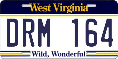 WV license plate DRM164
