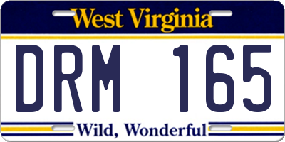 WV license plate DRM165