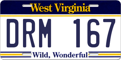 WV license plate DRM167
