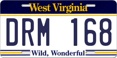 WV license plate DRM168