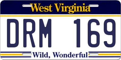 WV license plate DRM169