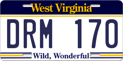 WV license plate DRM170