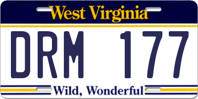 WV license plate DRM177