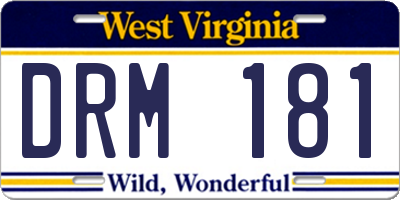 WV license plate DRM181