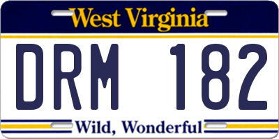 WV license plate DRM182