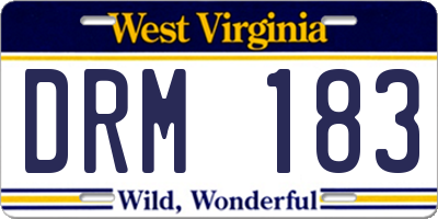 WV license plate DRM183