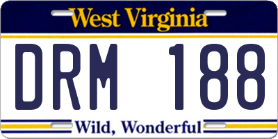 WV license plate DRM188