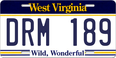 WV license plate DRM189