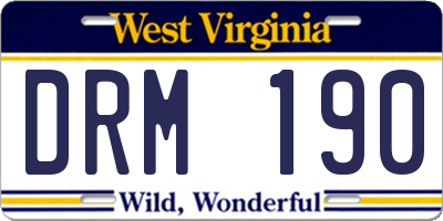 WV license plate DRM190