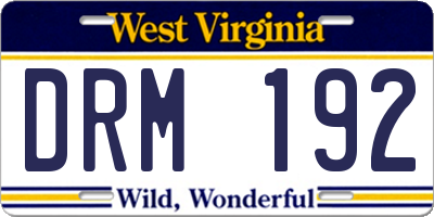 WV license plate DRM192