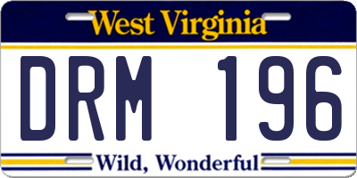 WV license plate DRM196