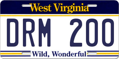 WV license plate DRM200