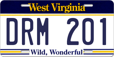 WV license plate DRM201