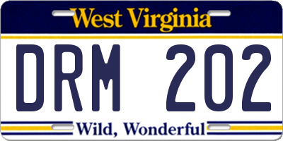 WV license plate DRM202