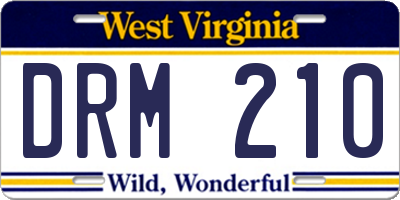 WV license plate DRM210
