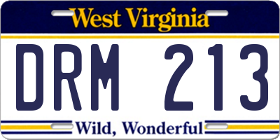 WV license plate DRM213