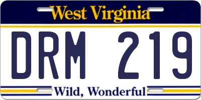 WV license plate DRM219