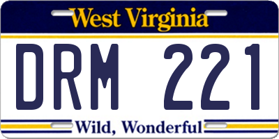 WV license plate DRM221