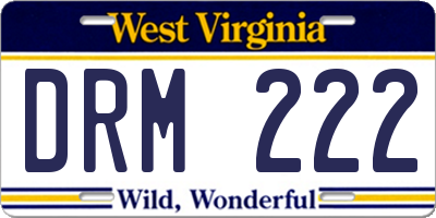 WV license plate DRM222