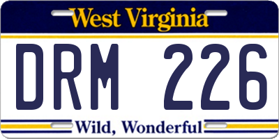 WV license plate DRM226