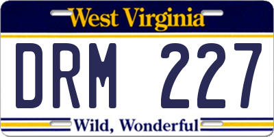 WV license plate DRM227