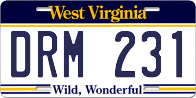 WV license plate DRM231