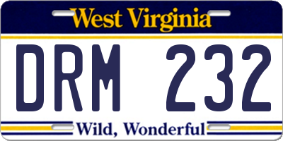 WV license plate DRM232