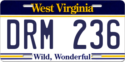WV license plate DRM236