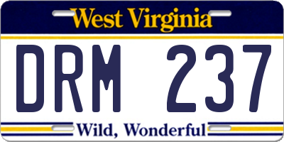 WV license plate DRM237