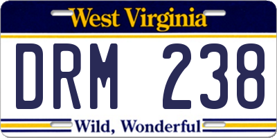 WV license plate DRM238